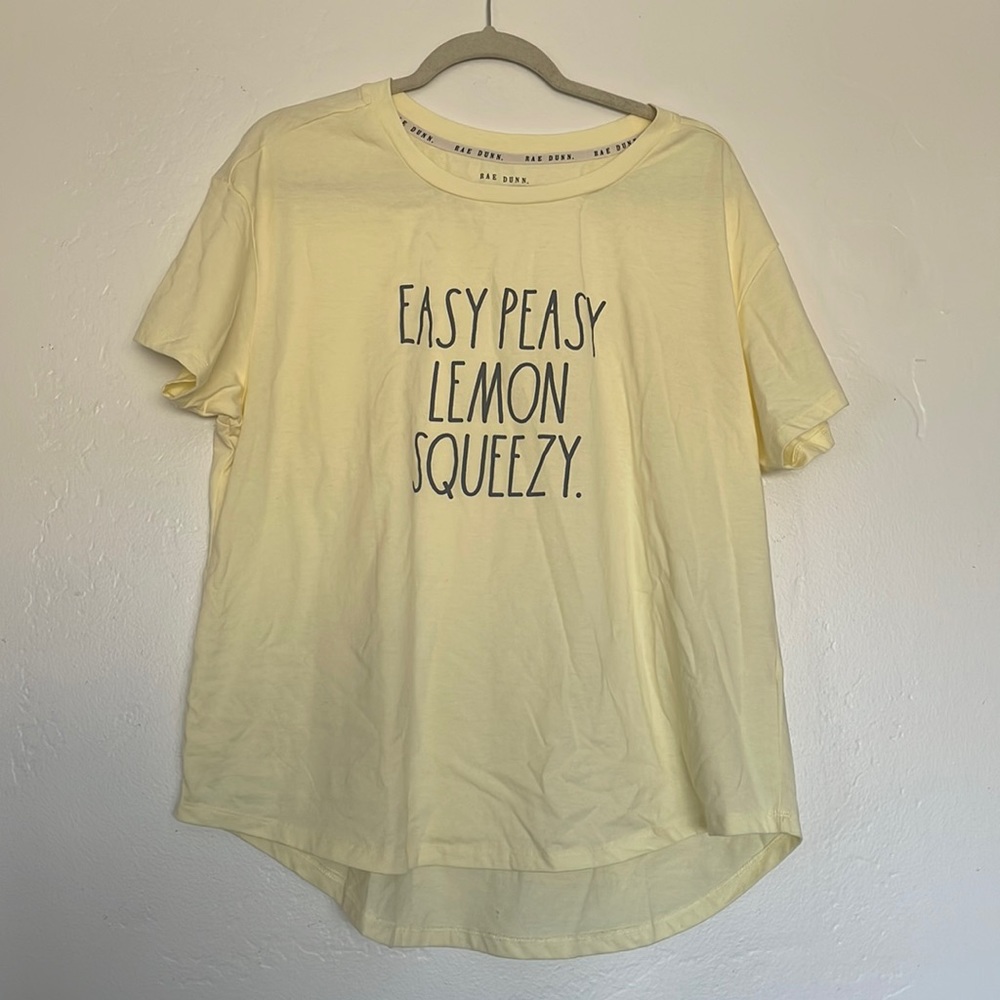 Rae Dunn Plus Size Pale Yellow Lemon Tee